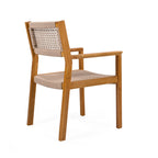 Braided Dining Chair Set of 2 with Acacia Wood & Rope - Light Brown
