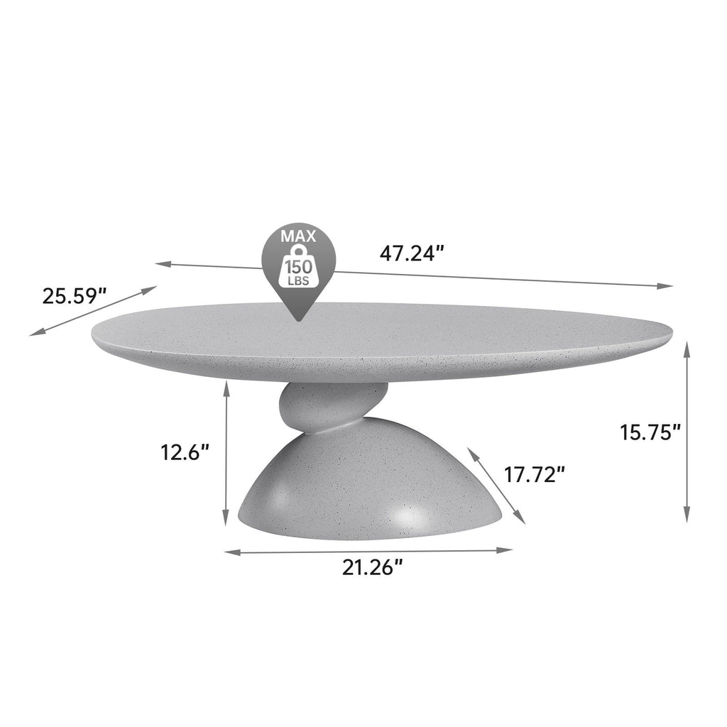Lucky Stone Shaped Table with Sculptural Base – White, Black, or Gray