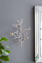 Metal Branch Wall Sculptures with Bird Accents - Silver Multi