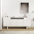 Sideboard With Adjustable Shelves and Soft Close Doors - White, Light Brown, Green