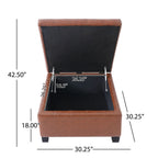 Square Tufted Storage Ottoman with Lift-Top - Dark Brown or Black