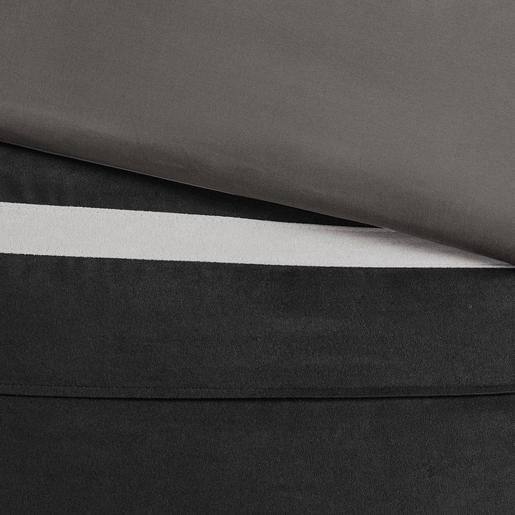 7 Piece Faux Suede Comforter Set - Black - King
