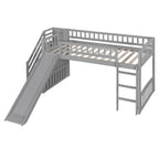 Loft Stairway Bed with Drawers and Convertible Ladder - Twin