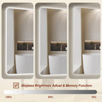 Wall Mounted LED Lighting Mirror with 3-Color Dimmable Light - Silver