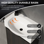 Modern Bathroom Vanity with Ceramic Basin and Storage Cabinet - Light Brown, Black, or White