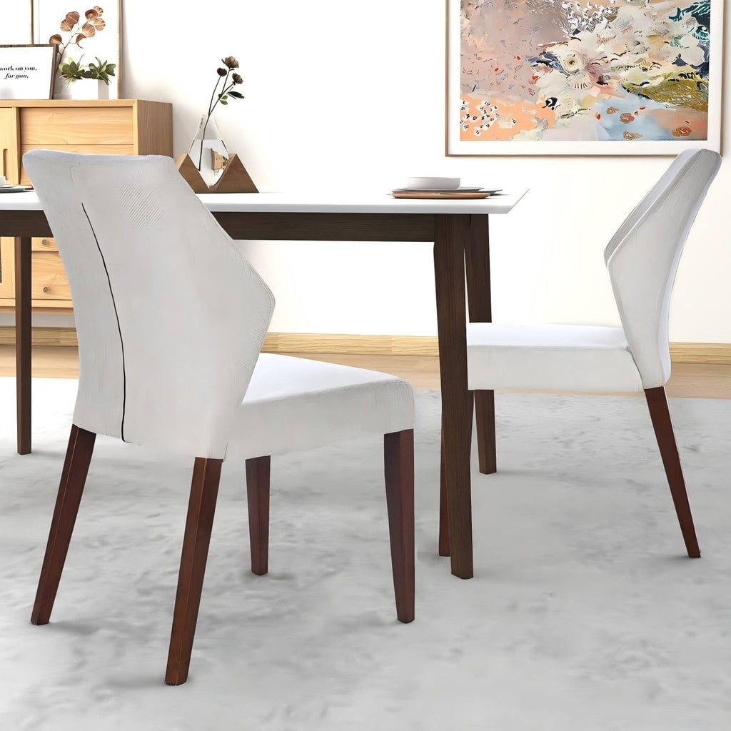 Light Gray Dining Chair Set of 2 with Solid Wood Frame - Upholstered