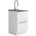 White Laundry Cabinet with Stainless Steel Sink and Faucet