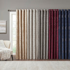 Knitted Jacquard Damask Total Blackout Curtain Panel with Silver Grommets - Silver