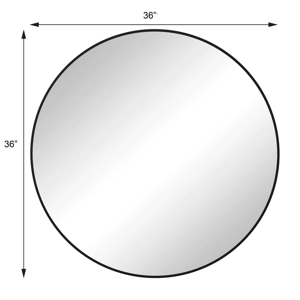 Metal Framed Circular Wall Mirror with Modern Design - Black or Gold