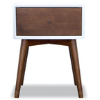 Modern Design Night Stand with Solid Wood Construction - Dark Brown or White