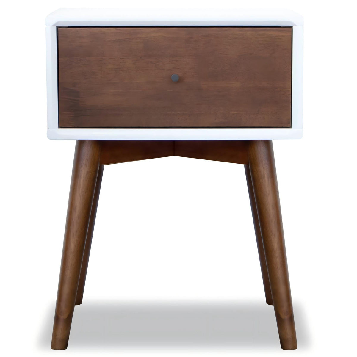 Modern Design Night Stand with Solid Wood Construction - Dark Brown or White