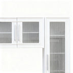 Modern Entertainment Center with Fluted Glass Doors - White or Black