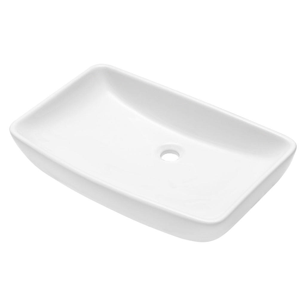 Rectangular Vessel Bathroom Sink with Sleek Modern Design - White