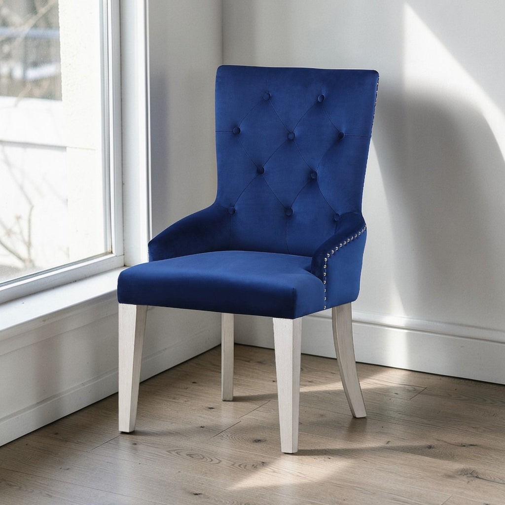 Blue Side Chair with High Back Design - Varian