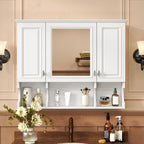 Wall Mounted Bathroom Medicine Cabinet With Mirror & Open Shelves