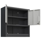 Metal Wall Mounted Tool Storage Cabinet with Locking Door - Gray