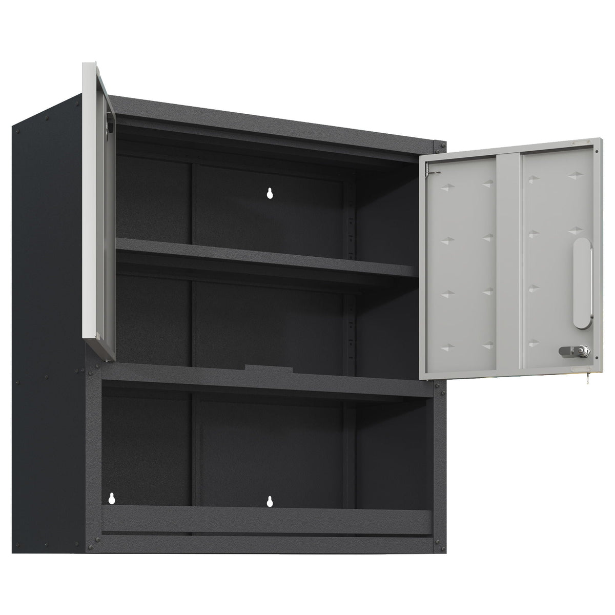 Metal Wall Mounted Tool Storage Cabinet with Locking Door - Gray