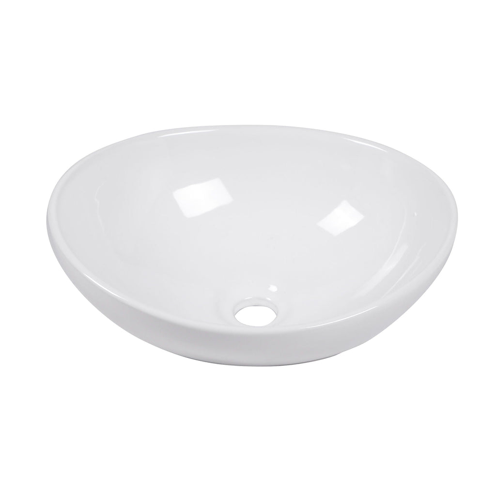 Oval Vessel Bathroom Sink with Stain-Resistant Ceramic - White