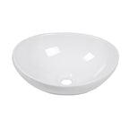 Oval Vessel Bathroom Sink with Stain-Resistant Ceramic - White