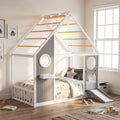 Twin House Bed with Slide and Ball Light Strip - Gray
