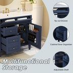 Blue Bathroom Vanity with Top Sink and Ample Storage - 36" Wide