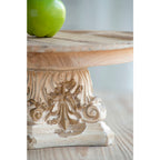 Cream & Brown Cake Stand with Magnesium Base - 9.5" W x 9.5" D x 5.3" H