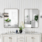 Rectangular Metal Framed Wall Mirror with Modern Design - Black