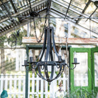 6 Light Metal Chandelier - Black