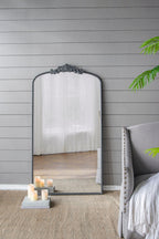 Baroque Inspired Arch Wall Mirror with Ornate Design - Gold or Black