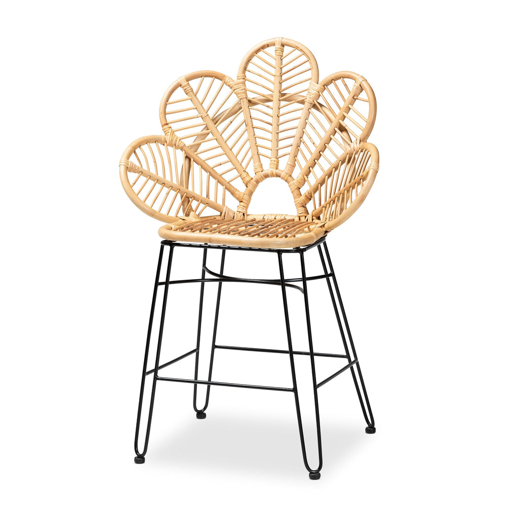 GigaTech Counter Stool with Ergonomic Footrest - Natural Rattan