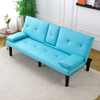 Foldable Sofa Bed with Cup Holder and Solid Wood Frame - Multiple Colors