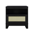 Modern Cane Accent Nightstand with 1 Drawer - Black or Light Brown
