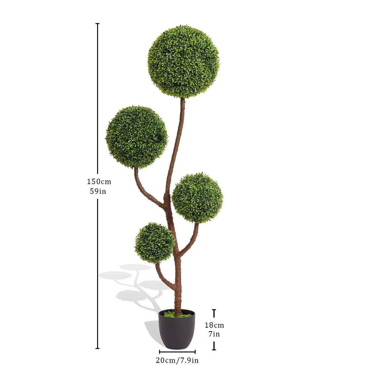 Artificial Boxwood Topiary Tree Triple Ball Shaped Faux Plant
