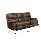 Reclining Sofa With USB Charging, Pocket Coil Seating & Hidden Storage - Brown