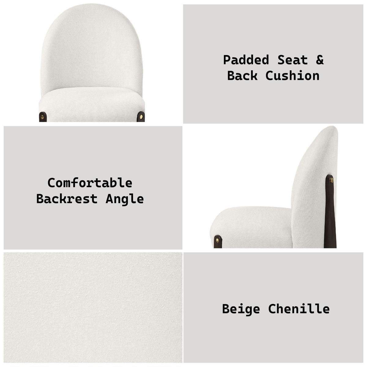 Beige Side Chair Set of 2 with Upholstered Seat - Clayten