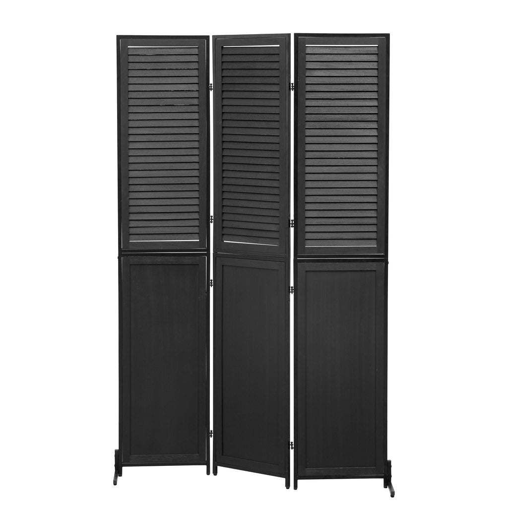 Rustic 3 Panel Room Divider with Metal Frame - Black or Light Brown