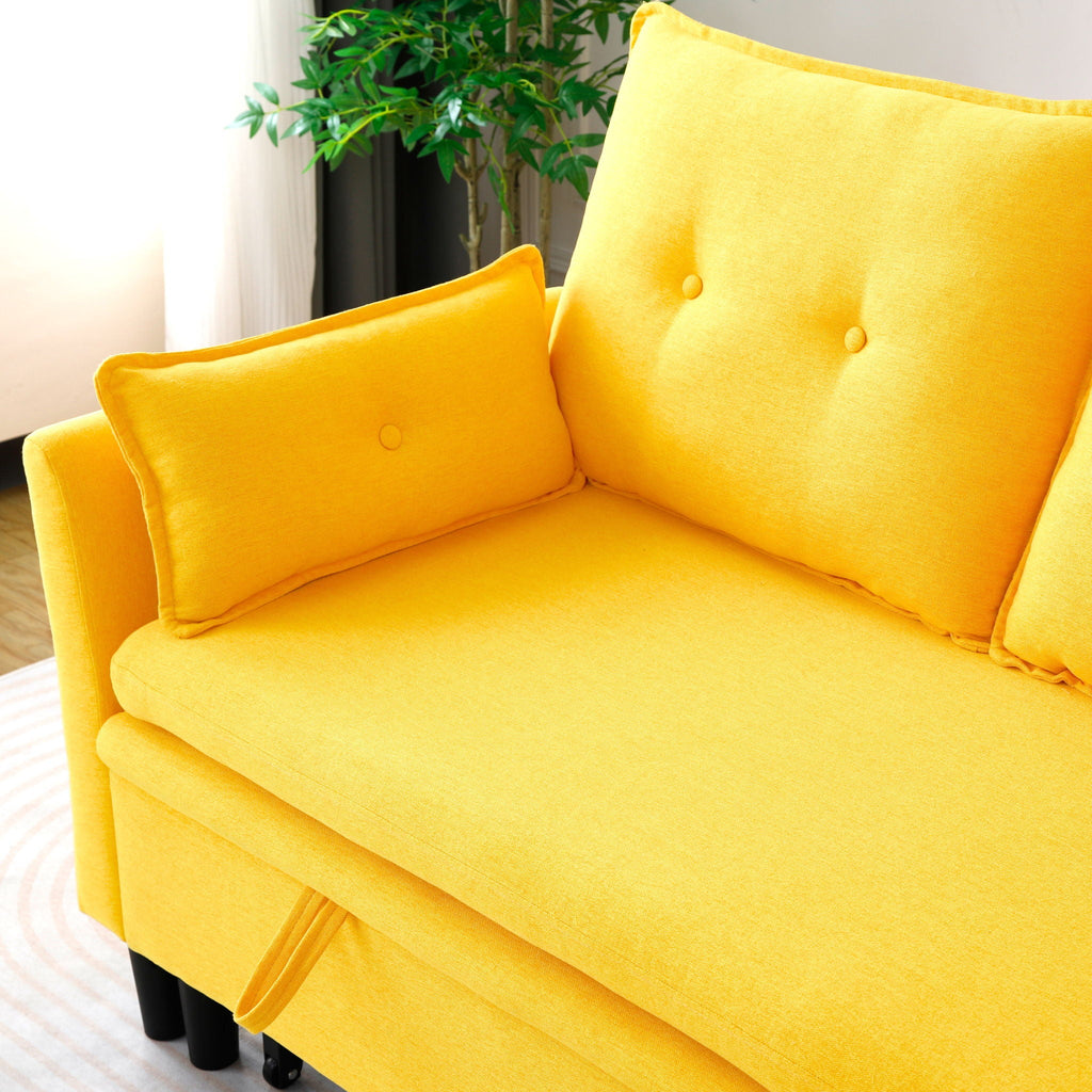 Reversible Chaise Sleeper Sectional Sofa with Storage - Cotton-Linen Upholstery