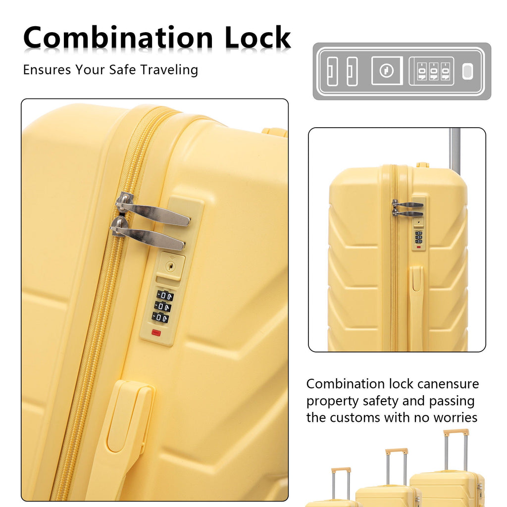 3 Pieces Set Spinner Wheel Luggage With Combination Lock