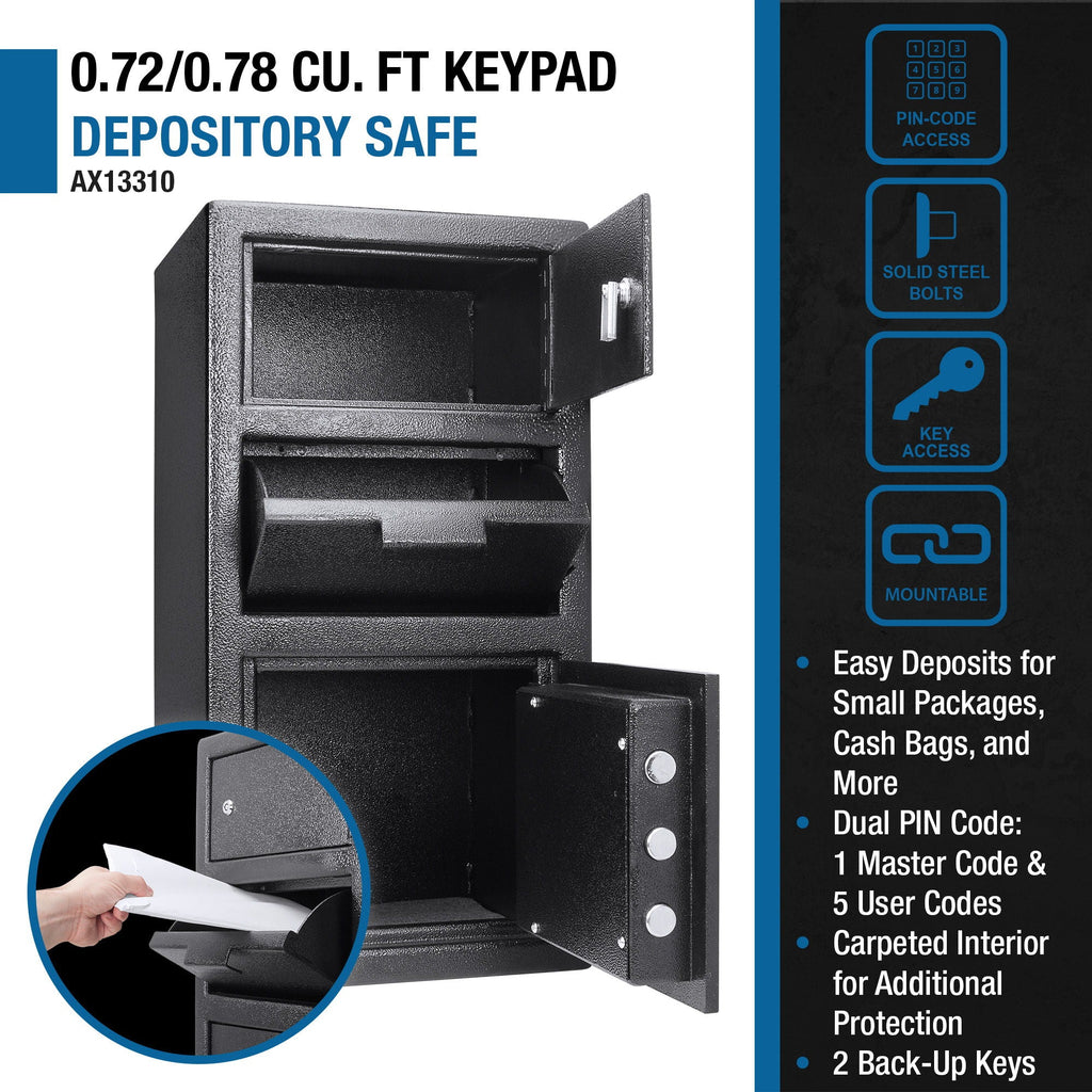 Large Depository Safe with Digital Keypad - Black