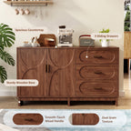 59.1" Buffet Sideboard with Adjustable Shelf and 3 Drawers - Walnut