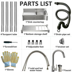 Stainless Steel Outdoor Utility Sink with Workbench & 360° Faucet - Silver