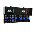 Wall Mounted Double Door Storage Cabinet with Tool Rack and Hooks - Black / Red