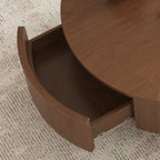 Drum Shaped Round Coffee Table with Solid Wood & MDF Construction - Natural