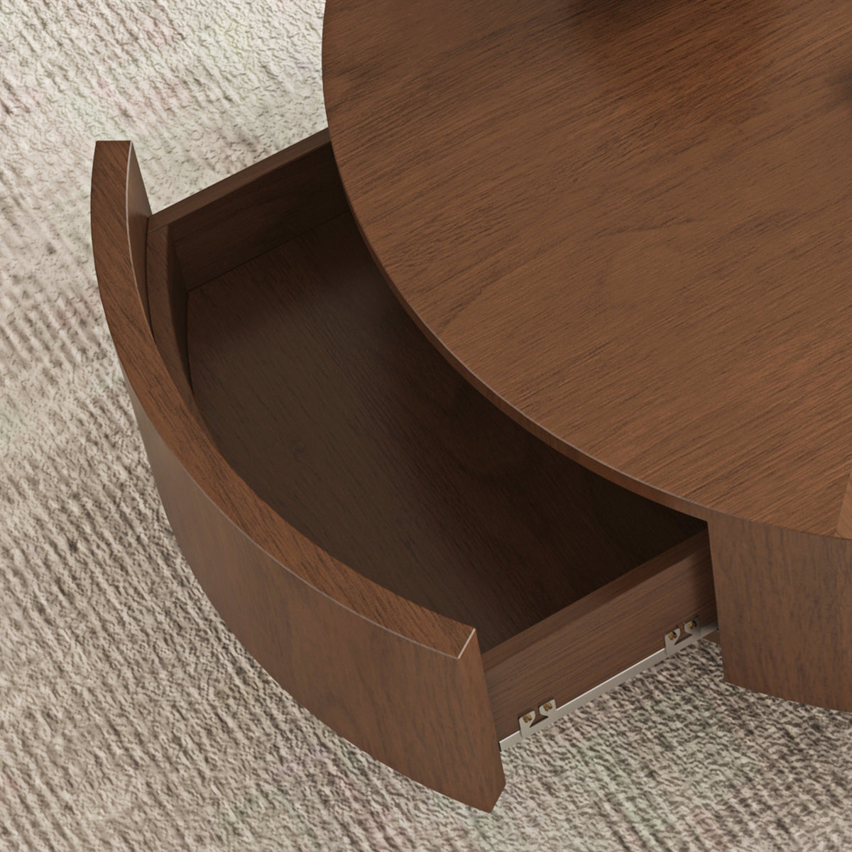 Drum Shaped Round Coffee Table with Solid Wood & MDF Construction - Natural