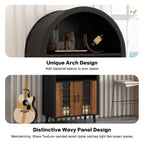 71' Farmhouse Arched Wine Bar Cabinet