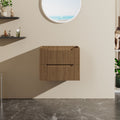 24" Wall Mount Bathroom Vanity Cabinet with Soft-Close Drawers - Walnut