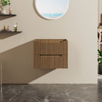 24" Wall Mount Bathroom Vanity Cabinet with Soft-Close Drawers - Walnut