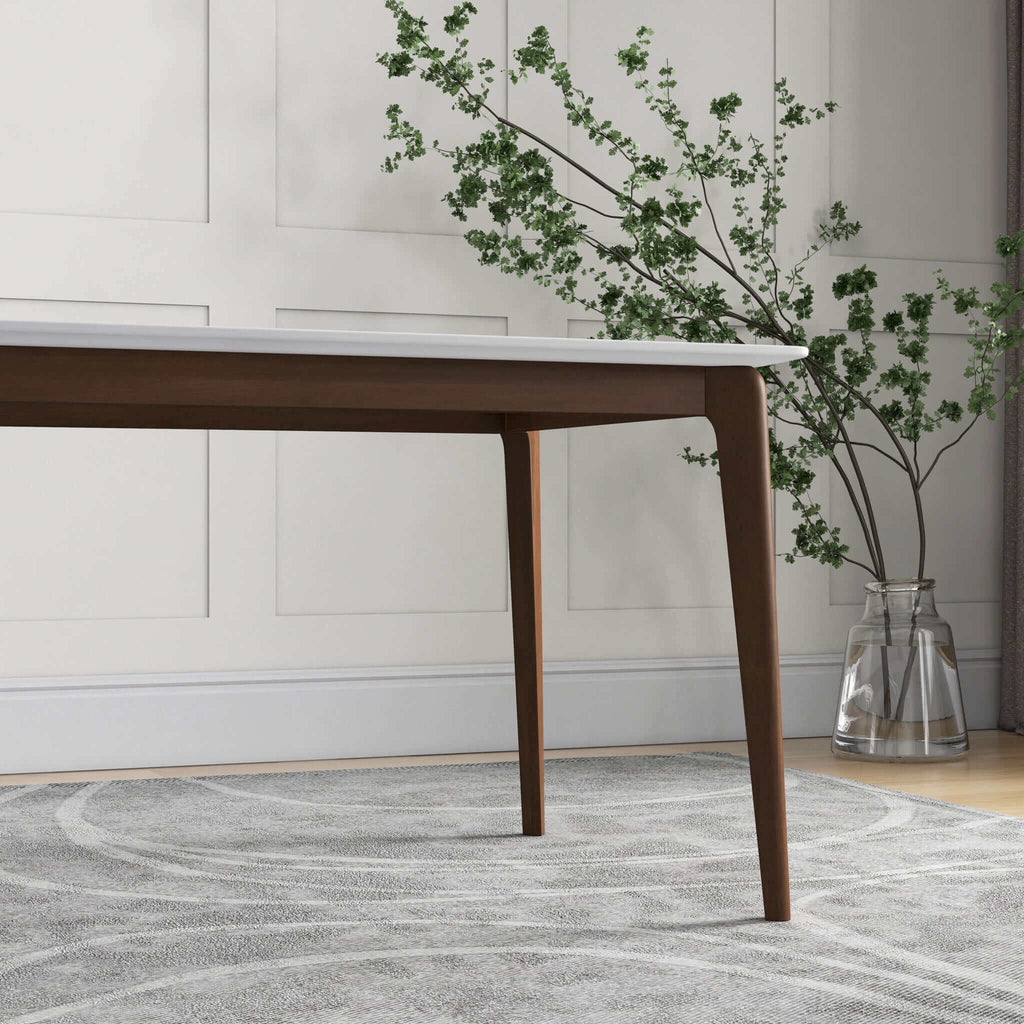 Rectangular Modern Dining Table with Solid Wood Construction – Dark Brown or White
