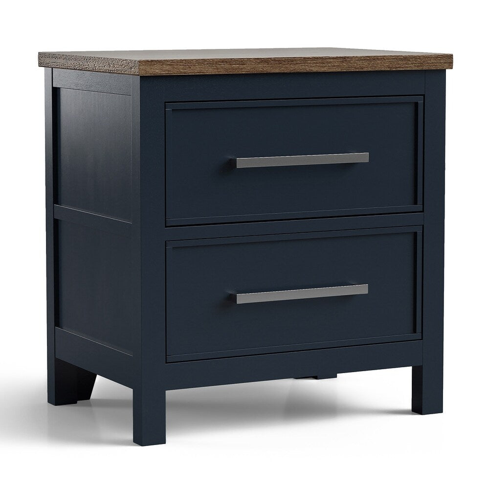 Modern Farmhouse Style Nightstand with Dovetail Drawers - Two-Tone