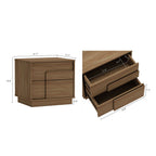 Modern Nightstand with Push to Open Drawers - Dark Gray, Dark Brown, or Light Brown